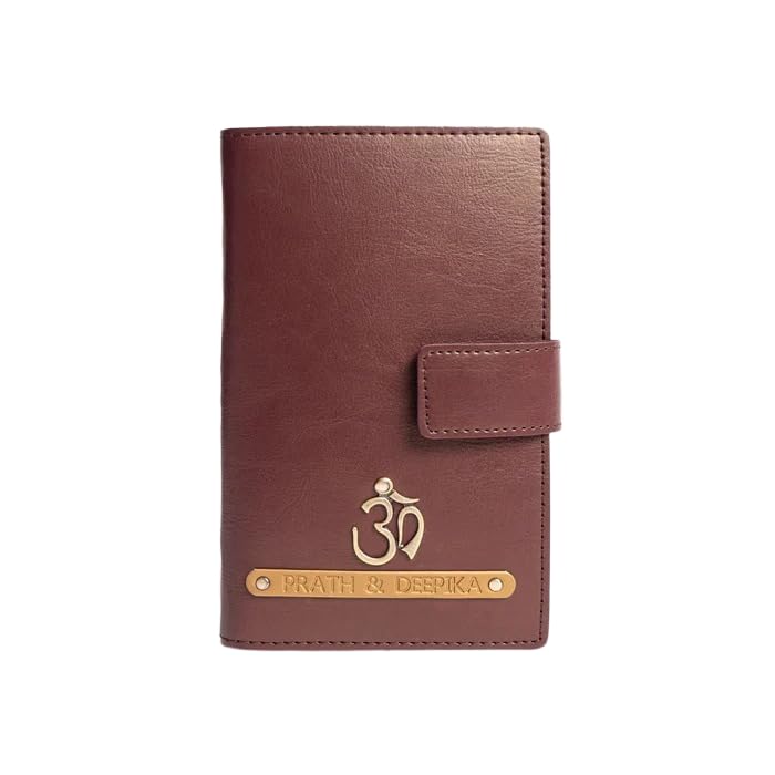 travelsleek Dual Passport Holder for Couples | Personalized 2 in one Passport Wallet | Passport & Card Organizer with Button Closure | Travel Document Holder for Men & Women (Wine)-picture-16