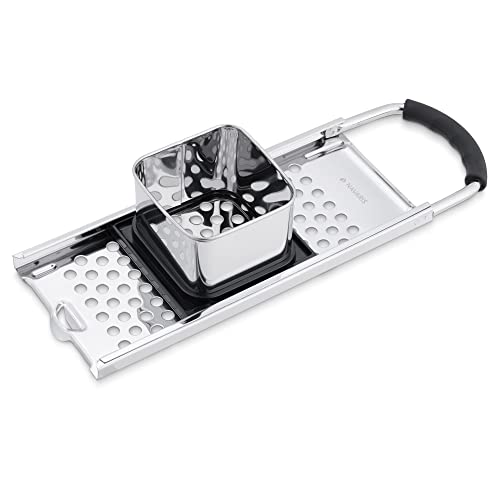 Navaris Máquina para hacer spatzle - Rallador de acero inoxidable para preparar Spätzle - Utensilio cortador de masa típica alemana de huevo harina