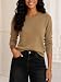 Saodimallsu Damen Leichter Pullover Basic Rundhals Strickpullover Khaki S