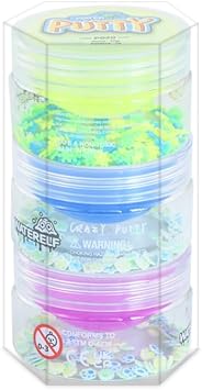 WATERELF Putty with Glow Mix-ins, Glow in the Dark, Fidget Toy, Stress Relief Play Putty for Boys Girls Adults, Non-Sticky Therapy Toys, 50g x 3 Yellow/Blue/Purple