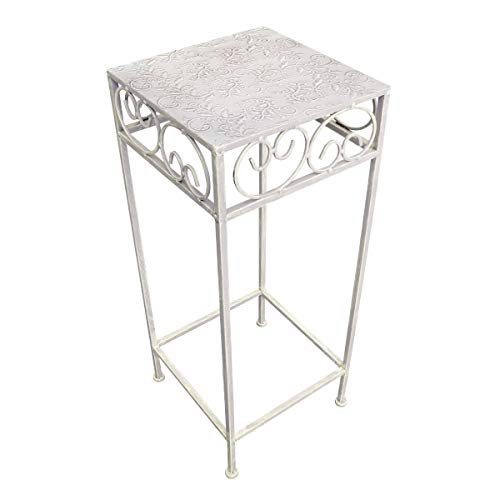 Metall Blumenhocker/Beistelltisch antikweiß eckig Gr. L (P-791) Cover