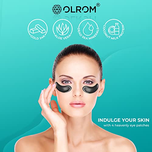 Olrom Collagen-Enriched Eye Mask - 16 pairs with 24k Gold, Dead Sea Minerals, Coconut Milk Protein and Aloe Vera under eye patches - Hydrating Hyaluronic Acid for Dark Circles & Puffiness - Image 3