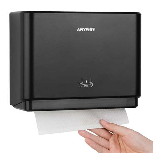 anydry 5101 Spender Hygienisch ABS Papierhandtuchspender Kommerziell für Falthandtücher An der Wand Montiert Schwarz