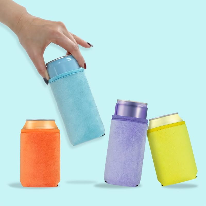 Blank Velvet Neoprene Insulated Can cooler for Beverage (Red)
