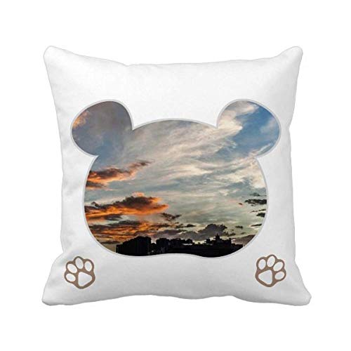 Housse de coussin carrée nuages bleu ciel déhoussable et lavable - 2