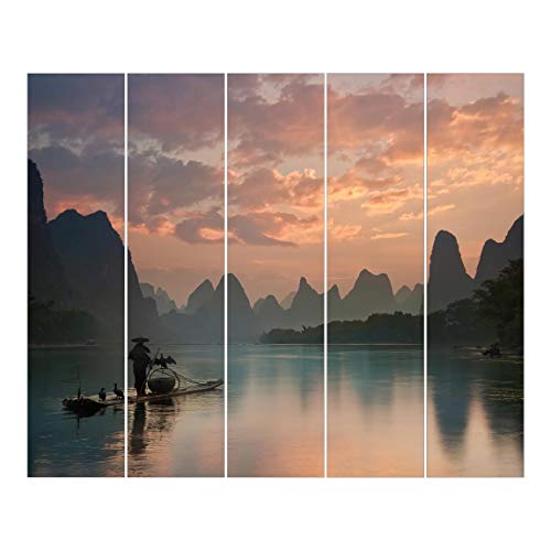 Bilderwelten Panel japonés Cortinas Sunrise Over Chinese River Sin Montaje, 250 x 300cm