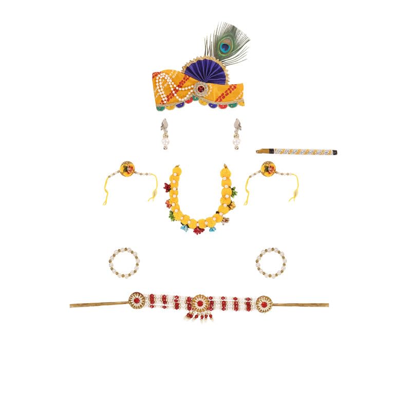 Image of Krishna Dress for Kids, Baby Krishna Dress for Janmashtami with Krishna Mukut, janmashtmi wear dress