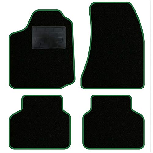 Juego de alfombrillas de coche Alfa Romeo 159 2005-2011 / Juego de alfombrillas de moqueta y goma a medida (2 delanteras + 2 traseras) / colores personalizables (borde verde)