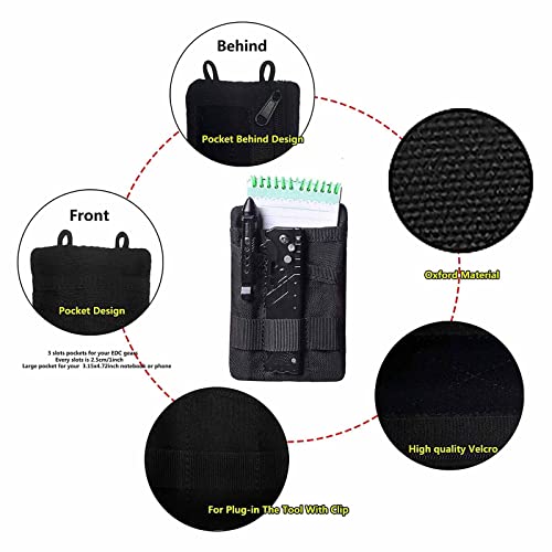 Pocket Organizer, Edc Pouch, Knife Roll Case, Tool Pouch, Edc Pouch For Multitool, Edc Pen, Knife, Hold Flashlight, Pocket Knife, Tactical Pen, Notebook -Only Case(Black) #TOP3