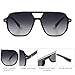 SOJOS Retro Trendy Aviator Polarized Sunglasses Men Women Vintage 70s Square Stylish Frame Sun Glasses SJ2283 Black Grey Lens