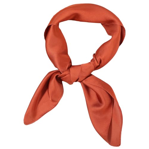 Jxiwfvl Women Square Satin Scarf, Solid Orange Silk Scarf Burnt