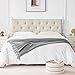 Howjoe Linen Fabric Upholstered Headboard Queen Size, Modern Diamond Tufting Solid Wood Queen Headboard Only, Adjustable Height from 37” to 51” Head Board, Bed Frame or Wall Mount Headboards, Beige