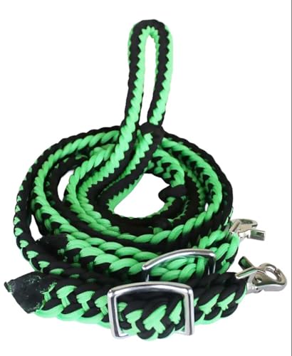 PRORIDER Roping Knotted Horse Tack Western Barrel Reins Rein Nylon Trançado Limão 60705