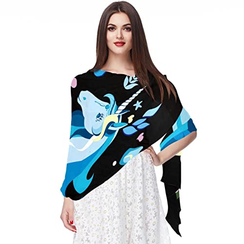 Mousseline de soie foulard femme cadeau mariage motif licorne rétro chic