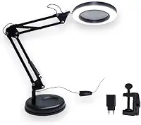 Luminária Com Lupa Articulável Led Ring Light Garra E Base Multifuncional Com Brilho E Temperatura Ajustavel