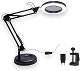 Luminária Com Lupa Articulável Led Ring Light Garra E Base Multifuncional Com Brilho E Temperatura Ajustavel
