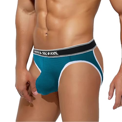 JINSHI Men's Jockstrap Underwear Sexy Breathable Bulge Pouch Thong Low Rise Workout Jockstraps Stretchy Athletic Supporter