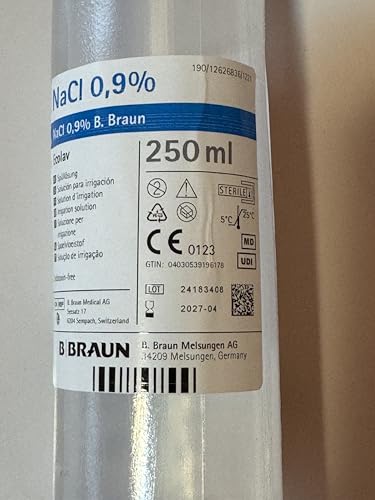 250 ml 0,9% NaCl Notfall Augendusche, Augenspülung mit steriler Kochsalzlösung (0.9%), Augenspülmittel, Augenspüllösung, Augenspüler, Augenspülflasche