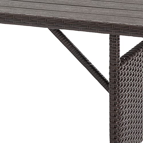 U-Max Wicker Outdoor Dining Table, 54” Metal Frame Table For Patio Furniture Or Indoor (Brown) #TOP6