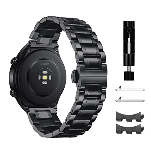 Rosok 22mm Bracelet Compatible avec Xiaomi Mi Watch S1 / Garmin Forerunner 255, Élégant et Gentleman, Rechange Réglable en Acier Inoxydable pour Samsung Galaxy Watch 3 45mm - Noir Cover