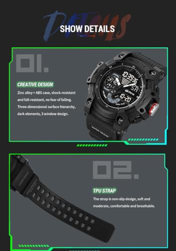 Image of Gosasa Men's Watches Multi Function Military S-Shock Sports Watch LED Digital Waterproof Alarm Watches