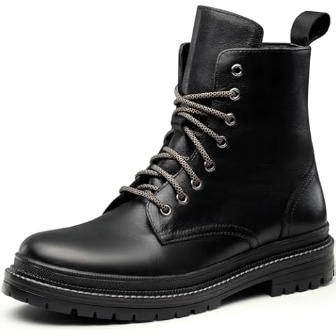 Harvest Land Men's Leather Boots Motorcycle Boots Fashion Casual Dress Chukka Boots With Side Zipper Black9 Cover