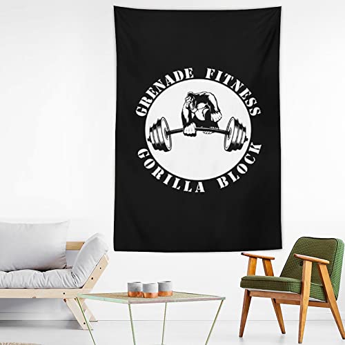 Gorilla Lifting Weightlifting Wall Tapestry Wall Hanging Beach Coverlet Curtain Picnic Mat Artwork For Bedroom Living Room 60"X90" #TOP2