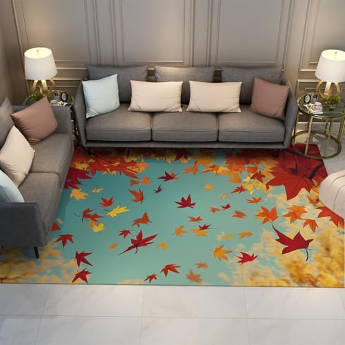 Tapis en feuilles d'érable d'automne moquette douce - 3