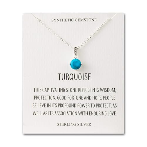 Collier turquoise synthétique en argent sterling de qualité supérieure avec écrin