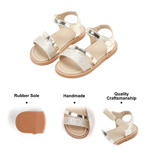 Image of Felix & Flora Toddler Girl Sandals - Little Girl Easter Dress Shoes Lightweight Open Toe Beach Holiday Flats
