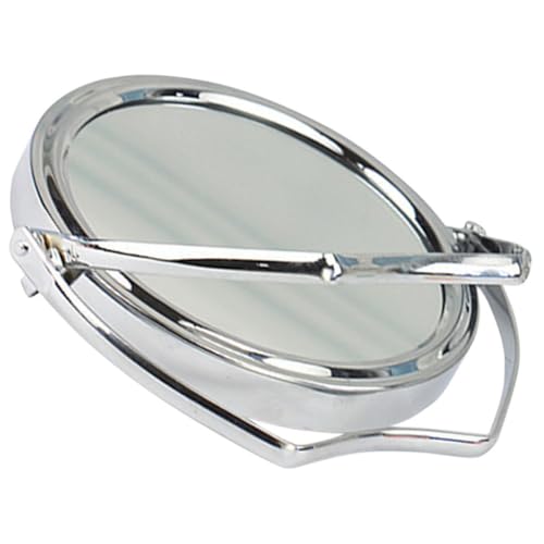 MUSISALY Espejo de Maquillaje de Mesa Plegable y Giratorio Marco de Metal y Vidrio, Reflexión Clara para Tocador o Escritorio en Color Plata