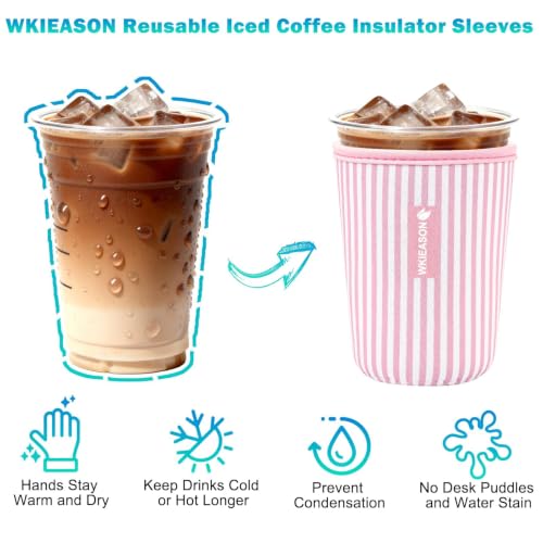 Image of WKIEASON Gifts for Mom Reusable Iced Coffee Sleeve & Ceramic Coaster Set