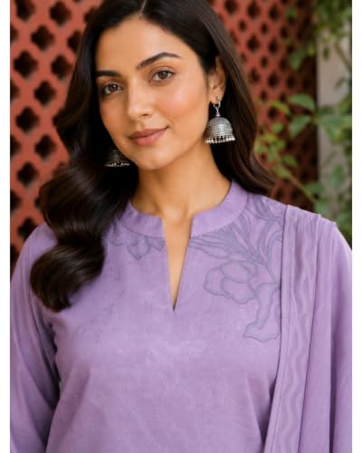 Image of Sun Fashion And Lifestyle Kurta Sets for Woman | Kurti Set |Women's 3 Piece Kurta Pant Dupatta Set |Cotton Blend Kurta Woman |Elegant Suit for Women |Dupatta