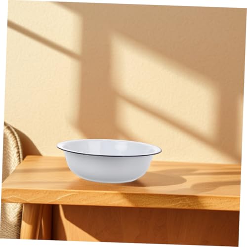 Tazón esmaltado grande oval blanco 32 cm miniatura 4