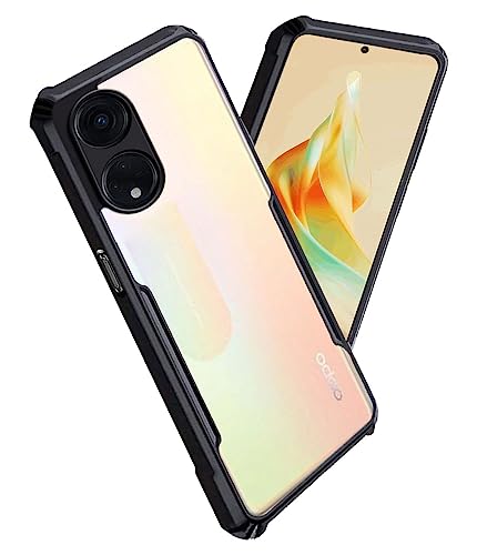 Image of A rtistque Clear Hard Transparent Acrylic Armor Anti-Drop Shockproof TPU Edge Back Cover Case for Oppo Reno 8T 5G - Black