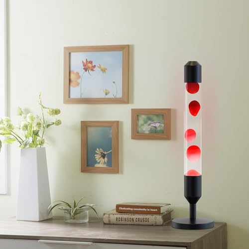 Image of Kyzfy 24.4-Inch Relaxing Liquid Motion Lamps,Magma Lamps, Home Decor Living Room Office Bedroom Lamp (Red Wax White Water /Black)