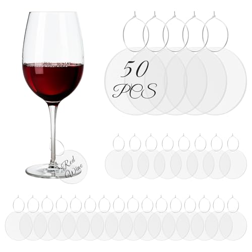 Breloques pour verre à vin avec étiquette acrylique vierge