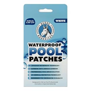 Burro Adhesives 10-Pack Waterproof White Pool Patches - Professional Grade PVC Repair Kit with 2.75" x 4" Heavy Duty Patches for Commercial & Residential Vinyl Liner Pools, Works Underwater & Dry