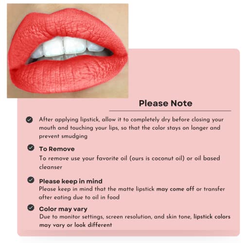 Mynena Orange Lipstick Matte Liquid Waterproof Lightweight No Smudge Vegan And Cruelty-Free Talc-Free Mica-Free Gluten-Free And Paraben-Free | Scarlet #TOP7