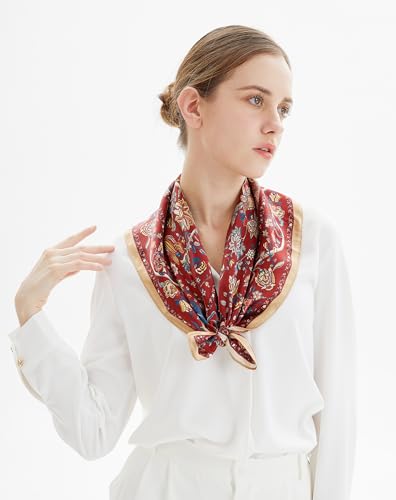 MEISEE 100% Pure Mulberry Silk Scarf 27"'x27(in) Square Scarf Head Scarf Neck scarf Headscarf for Women with Gift Packed4