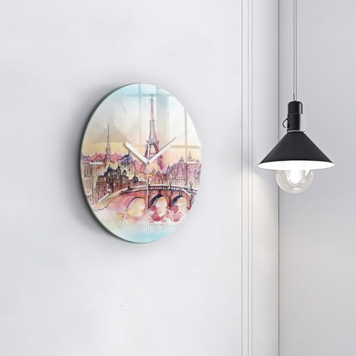 Horloge en verre 30 cm Wallfluent pour salon moderne - 4