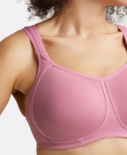 Image of Jockey FE78 Women Wirefree Padded Super Combed Cotton Elastane Stretch Full Coverage Plus Size Bra with Broad Cushioned Fabric Strap