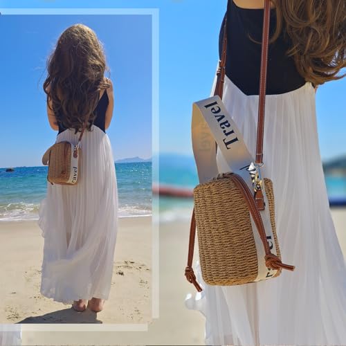 Flower Pearls Rattan Tote Bag Summer Beach Drawstring Straw Bucket Bag Diamonds Woven Handbag3