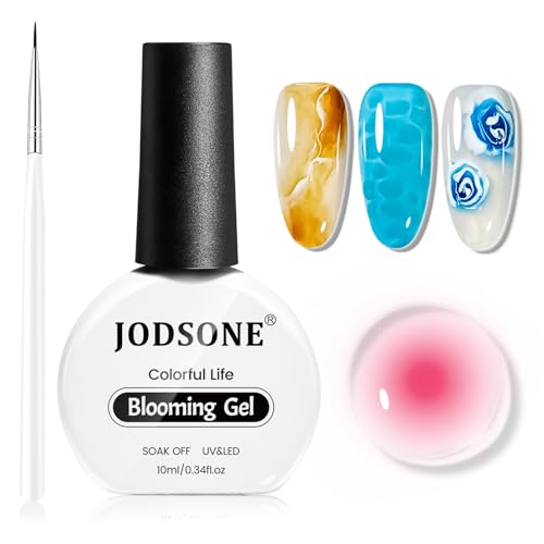 Image of JODSONE Blooming Gel Nail Polish,10ml Clear Blooming Gel with Liner Brush, Create Marble, Floral, Watercolor & Gradient Nail Art Designs