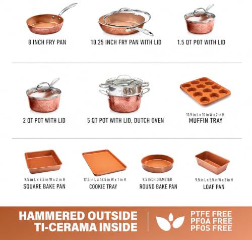 Gotham Steel 15-Piece Ceramic Copper Set