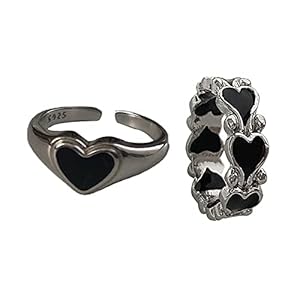 Gothic Vintage Ring Set Zwart Hart Stapelbare Verklaring Retro Punk Open Knuckle Vinger Ring voor Vrouwen Meisjes