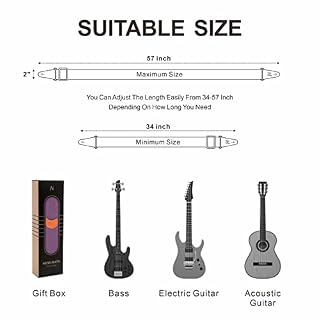 Padwa Lifestyle violet Sangle de guitare – Sangle réglable avec extrémités en cuir – Lot de 4 médiators,,2 verrous de… - Les Beatles, Paul McCartney, John Lennon, RIngo Starr, George Harrison Padwa Lifestyle violet Sangle de guitare - Sangle réglable avec extrémités en cuir - Lot de 4 médiators,,2 verrous de… – Image 5