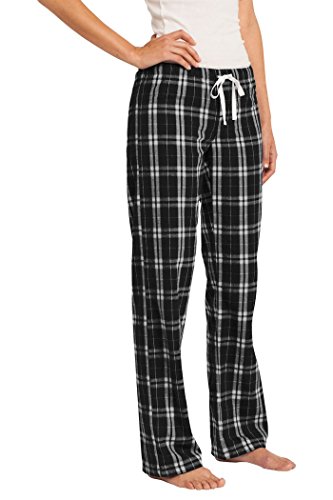 District Ladies Juniors Flannel Plaid Pant, Black S4