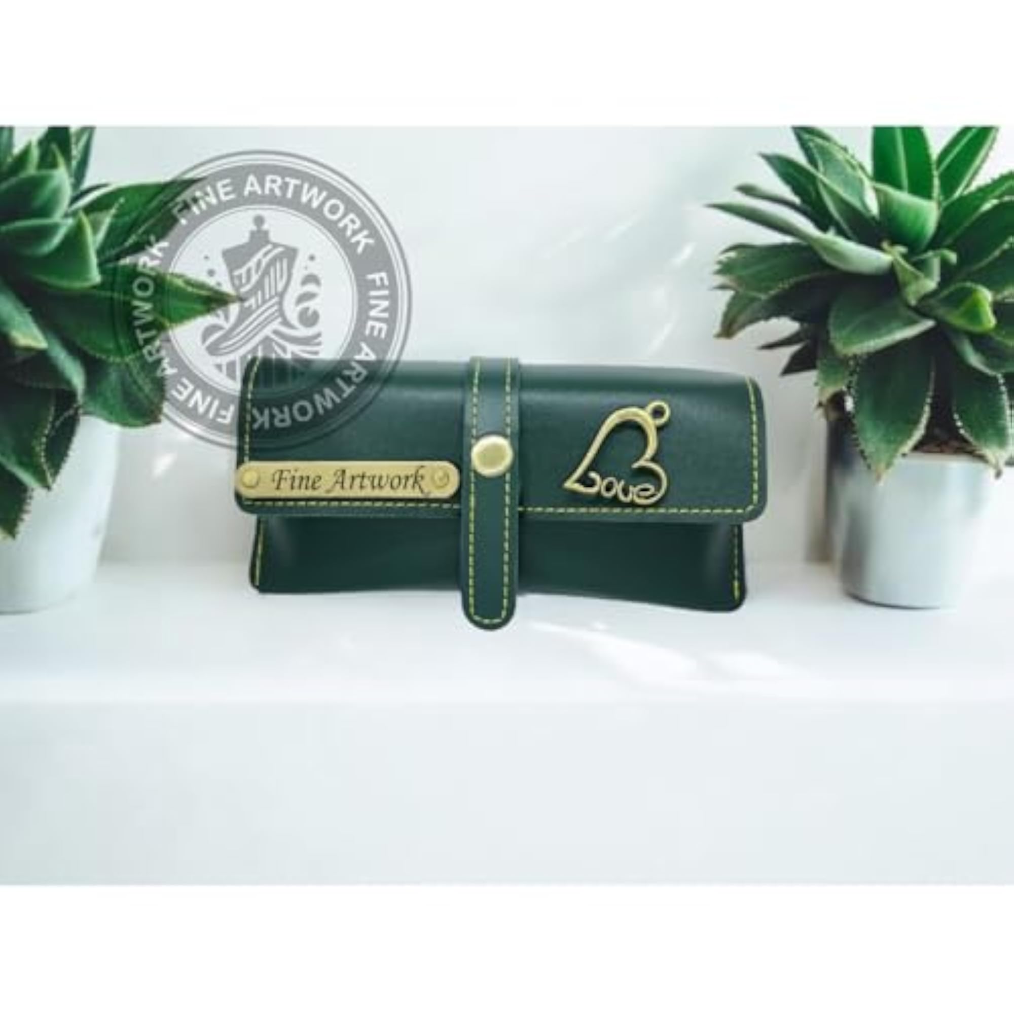 Grey Customized Mens Wallet Combo with Name Engraving