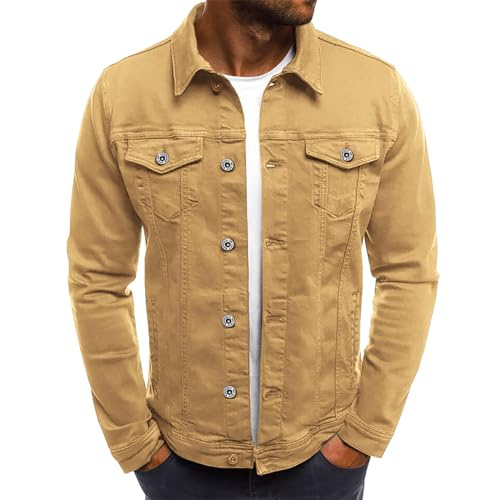 LONGBIDA Men's Casual Classic Denim Jacket Slim Fit Fashion Jean Coat